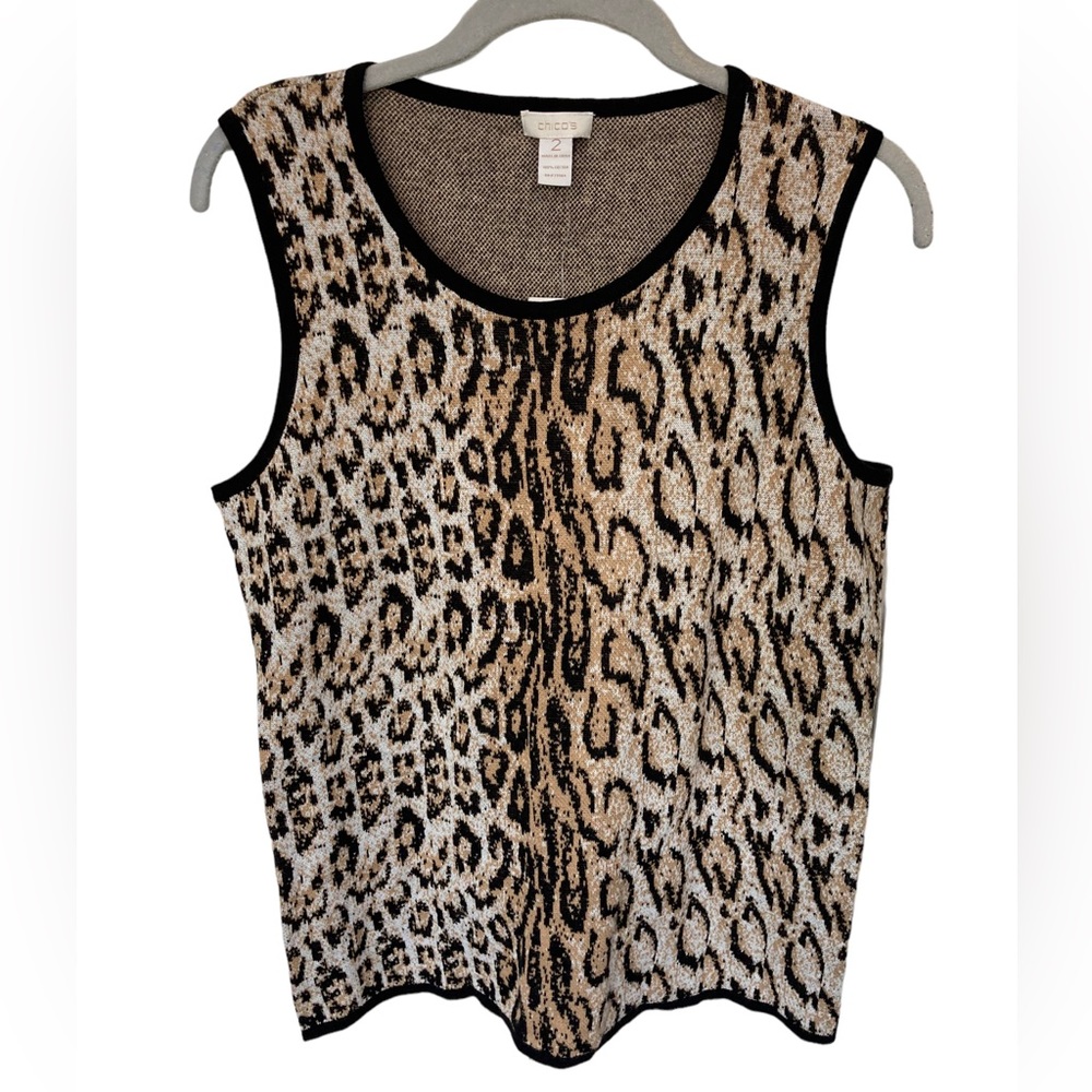 Chicos Vivid Cheetah‎ Amelia Sweater Tank Chicos Size 2.